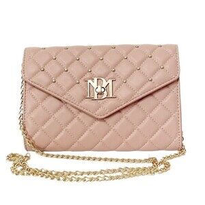 Badgley Mischka Vegan Leather Purse Diamond Quilted Blush Pink Crossbody Bag NWT
